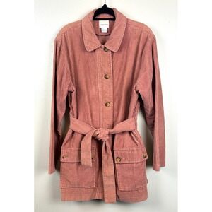 Vintage Styles To Go Pink Corduroy Belted Jacket Coat‎ Small Button Up Coquette